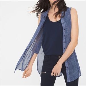 WHBM denim-blue sleeveless top/tunic Size Medium